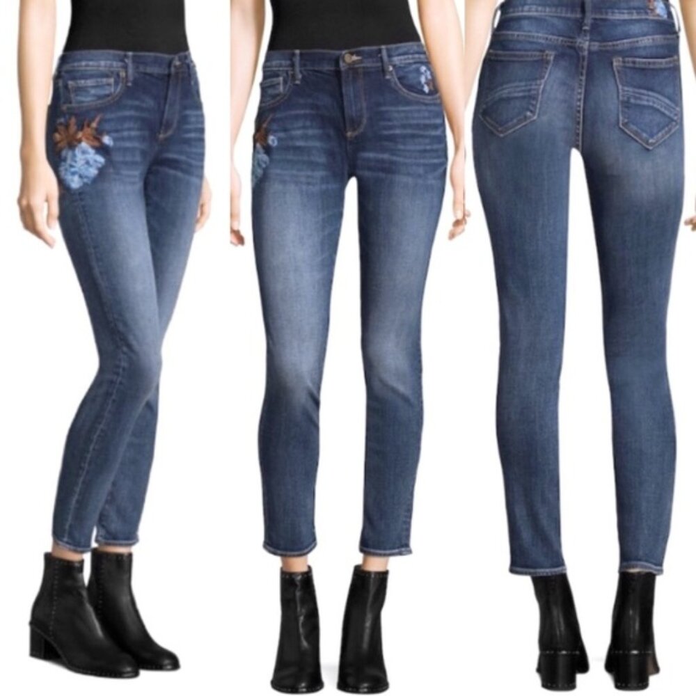 DRIFTWOOD Jeans Marilyn Boho Embroidered Floral Skinny Mid Rise Artsy Size 28